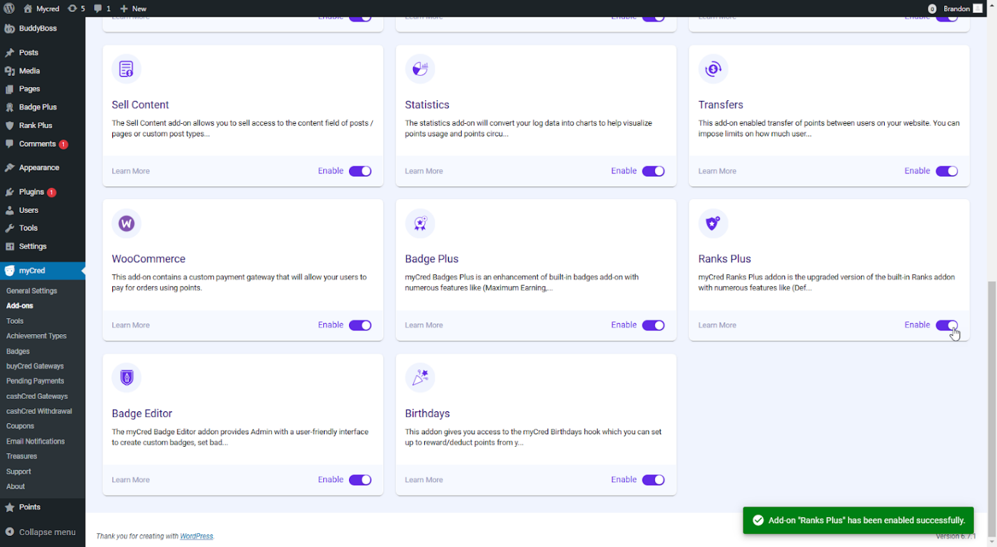 myCred Rank Plus